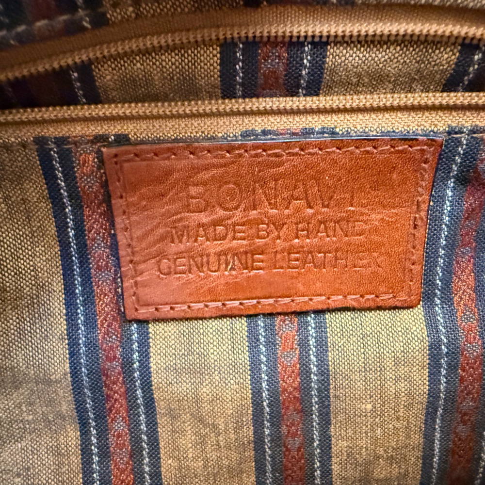 Vintage brown BONANI Basket Weave Leather Crossbody Shoulder Bag Purse - Picture 5 of 12